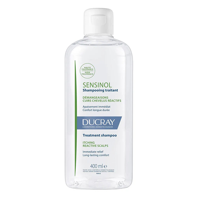 Ducray Sensinol Shampoo Tratamento Couro Cabeludo Sensível 400ml Bottle of Ducray Sensinol Treatment Shampoo by Ducray, a soothing shampoo indicated for sensitive and itchy scalps.