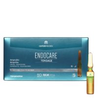 Box  of  Endocare  Tensage  Ampoules  by  Endocare,  a  regenerating  concentrate  indicated  for  firming  mature  skin  and  reducing  wrinkles.