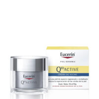 Jar  of  Eucerin  Q10  Active  Anti  Wrinkle  Night  Cream  by  Eucerin,  a  night  cream  indicated  for  correcting  skin  aging  and  wrinkles.