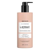 Bottle  of  Lierac  Body  Nutri  The  Replenishing  Lotion  by  Lierac,  a  body  lotion  indicated  for  nourishing  and  plumping  skin.