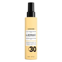 Bottle  of  Lierac  Sunissime  SPF30  The  Melt-In  Sun  Lotion,  a  solar  body  milk  indicated  for  high  sun  protection  and  a  sublime  tan.