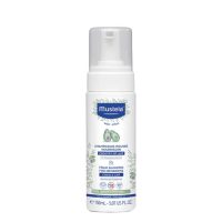 Bottle  of  Mustela  Baby  Foam  Shampoo  for  Newborns  by  Mustela,  a  gentle  shampoo  indicated  for  treating  the  newborn  milk  crust.