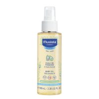 Spray  of  Mustela  Baby  Massage  Oil  by  Mustela,  a  delicate  oil  indicated  for  soothing,  relaxing  and  moisturizing  baby  skin.