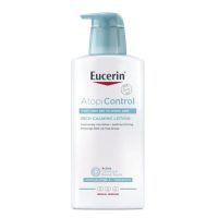 Bottle  of  Eucerin  AtopiControl  Rich  Body  Lotion  by  Eucerin,  a  body  lotion  indicated  for  nourishing  dry  and  irritated  atopic  skin.