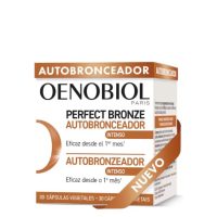 Box  of  Oenobiol  Self-Tanning  Capsules  by  Oenobiol,  a  dietary  supplement  indicated  for  achieving  a  progressive  tan  without  sun.