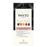 Box of Phytocolor Permanent Hair Color 1 Black by Phytocolor, a hair dye indicated for covering white hair and coloring.