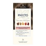 Box of Phytocolor Permanent Hair Color 6 Dark Blonde by Phytocolor, a hair dye indicated for covering white hair and coloring.