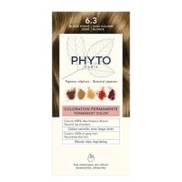 Box  of  Phytocolor  Permanent  Hair  Color  6.3  Dark  Golden  Blonde  by  Phytocolor,  a  hair  dye  indicated  for  covering  white  hair.