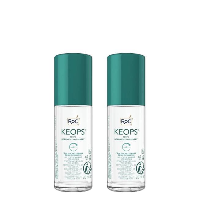 Roc Keops Deodorant Roll-On Duo Box of Keops Deodorant Roll-On by Roc, a roll-on antiperspirant indicated for 48h protection against sweating and odors.