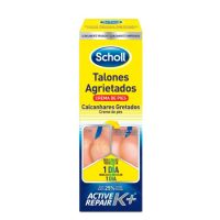 Tube  of  Cracked  Heels  Cream  by  Scholl,  a  repairing  cream  indicated  for  regenerating  dry,  rough  and  chapped  skin  on  the  heels.