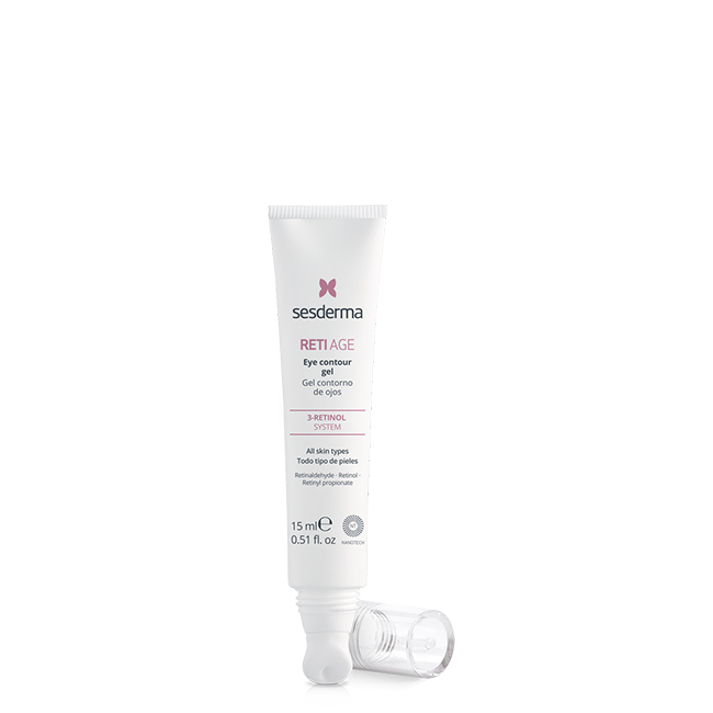 Sesderma Reti Age Gel Contorno de Olhos 15ml Product container of Sesderma Reti Age Eye Contour Gel by Sesderma, a gel indicated for reducing puffiness and dark circles.