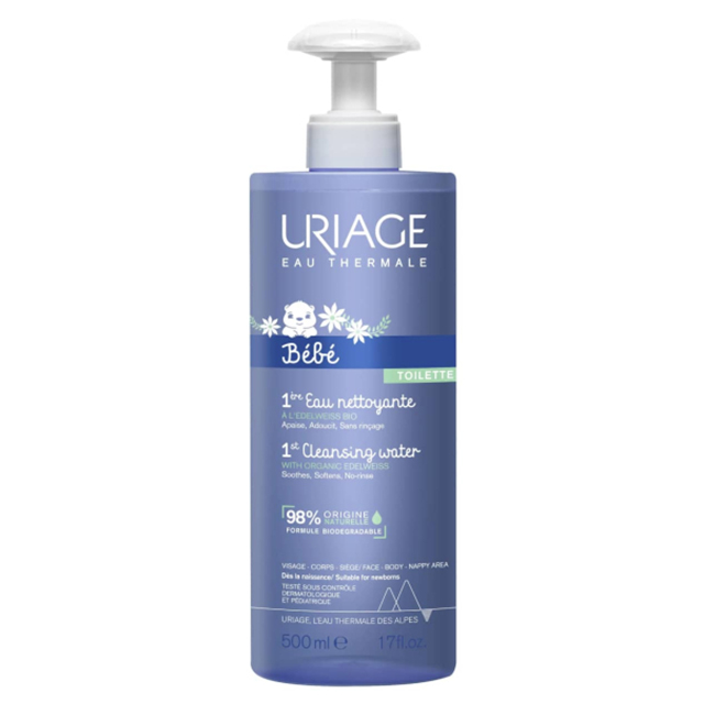 Uriage Baby 1ere Eau 500ml water Bottle of Uriage Baby 1st Cleansing Water by Uriage, a gentle cleansing water indicated for baby hygiene.