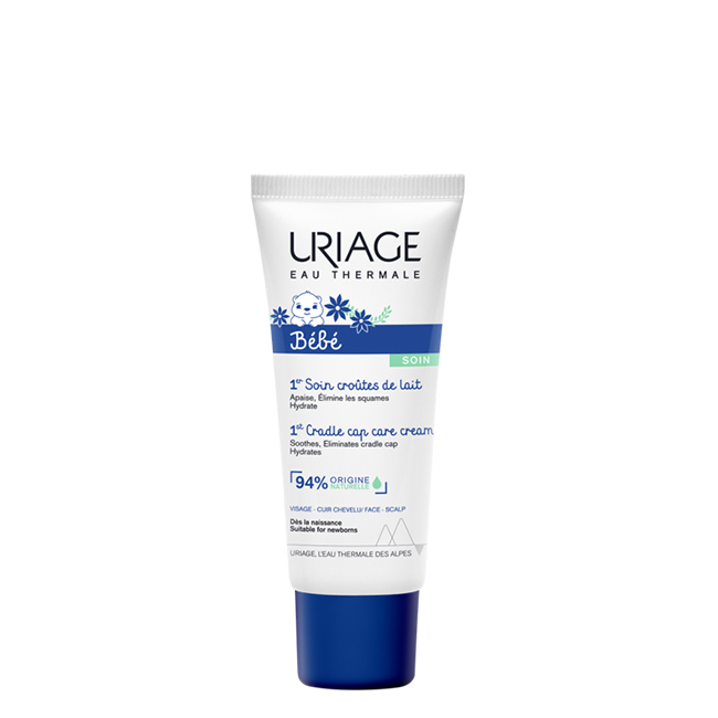 Uriage Baby 1st Cradle Cap Care Cream 40ml Tube of Uriage Baby 1st Cradle Cap Care Cream by Uriage, a repairing cream indicated for eliminating cradle cap on the scalp.