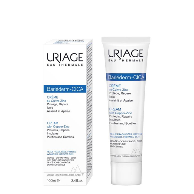 Uriage Bariéderm Cica -Cream. Cream 100ml Tube of Uriage Bariéderm-Cica Cream by Uriage, a repairing cream indicated for protecting and soothing fragile and irritated skin.