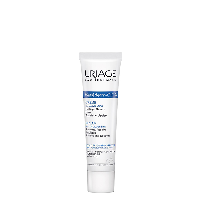 Uriage Bariéderm Cica -Cream. Cream 40ml Tube of Uriage Bariéderm-Cica Cream by Uriage, a repairing cream indicated for protecting and soothing fragile and irritated skin.