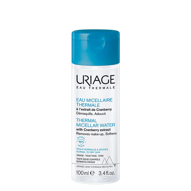 Uriage Thermal Micellar Water Normal to Dry Skin 100ml Bottle of Uriage Thermal Micellar Water Normal to Dry Skin by Uriage, a micellar water indicated for removing waterproof make-up.