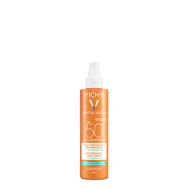 Vichy-Capital-Soleil-Spray-Antidesidratação-FPS-50-200-ml Spray of Vichy Capital Soleil Rehydrating Light Spray SPF 50