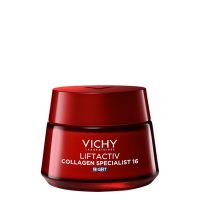 Jar  of  Vichy  Liftactiv  Collagen  Specialist  16  Night  Cream,  a  night  cream  indicated  for  correcting  signs  of  aging.