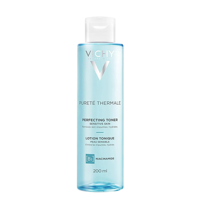 Vichy Pureté Thermale Perfecting Toner 200ml Bottle of Vichy Pureté Thermale Perfecting Toner by Vichy, a liquid toner indicated for removing impurities and calming the skin.