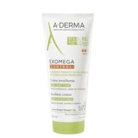 Tube  of  A-Derma  Exomega  Control  Emollient  Cream  Anti-Scratching  by  A-Derma,  a  cream  indicated  for  atopic  skin.