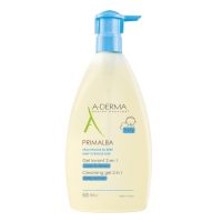 Bottle  of  A-Derma  Primalba  Cleansing  Gel  Body  and  Hair  by  A-Derma,  a  gel  indicated  for  baby  body  and  hair  hygiene.