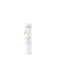 Product  container  of  A-Derma  Stick  Lips  by  A-Derma,  a  moisturizing  stick  indicated  for  repairing  and  soothing  fragile  lips.