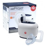 Product  container  of  Pic  Air  Projet  Plus  Aerosol  Ultrasonic  Nebulizer  by  Pic,  an  ultrasonic  device  for  medication  nebulization.