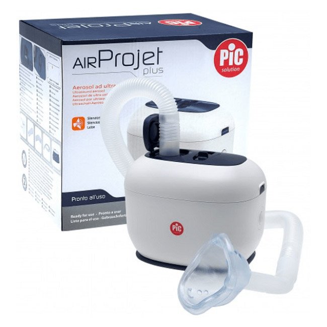 airprojectplus Product container of Pic Air Projet Plus Aerosol Ultrasonic Nebulizer by Pic, an ultrasonic device for medication nebulization.
