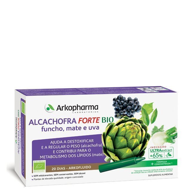 alcachofra-forte Box of Arkofluid Strong Artichoke Ampoules by Arkofluid, a dietary supplement indicated for body weight regulation.
