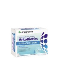 Sachet  of  Arkobiotics  Supraflor  Intens  by  Arkopharma,  a  food  supplement  indicated  for  intestinal  flora  and  immune  system.
