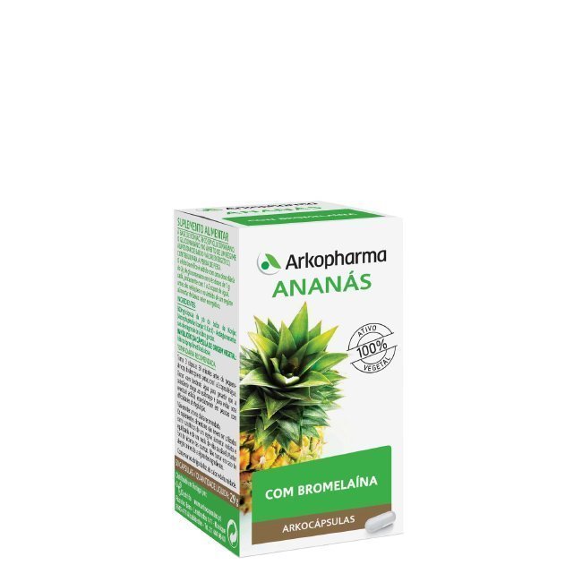 arkocapsulas-ananas Box of Arkocápsulas Pineapple Capsules by Arkopharma, a food supplement indicated for burning localized fat.