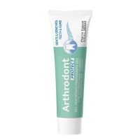 Tube  of  Arthrodont  Protect  Toothpaste  Gel  by  Arthrodont,  a  toothpaste  gel  indicated  for  fragile  teeth  and  gums.