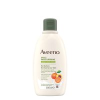 Bottle  of  Aveeno  Daily  Moisturizing  Yogurt  Body  Wash  by  Aveeno,  a  shower  gel  indicated  for  dry  and  sensitive  skin.