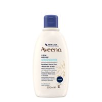 Bottle  of  Aveeno  Skin  Relief  Soothing  Shampoo  by  Aveeno,  a  moisturizing  shampoo  indicated  for  itchy  scalp  and  fragile  hair.