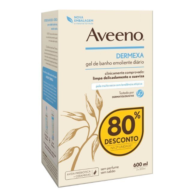 aveenoderxemaduogelbanho7463828 Aveeno Dermexa Gel de Banho Emoliente 2x300ml - Image 1