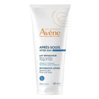 Bottle  of  Avène  Aftersun  After-Sun  Restorative  Lotion  by  Avène,  a  lotion  indicated  for  calming  irritated  skin  after  sun.