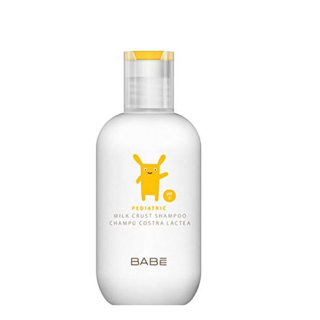 babepediatricshampoo Bottle of Babé Pediatric Milk Crust Shampoo by Babé, a gentle shampoo indicated for treating baby milk crust and flaking.