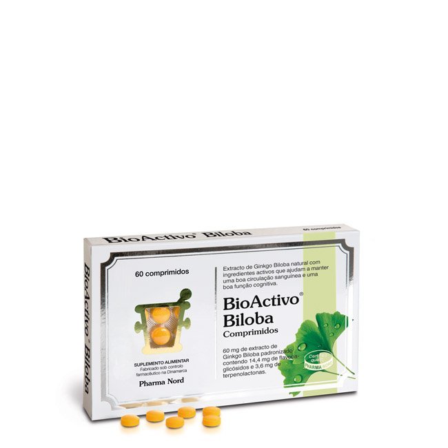 bioactivobiloba Box of Bioactivo Tablets Biloba by Bioactivo, a tablet supplement indicated for memory improvement and blood circulation.