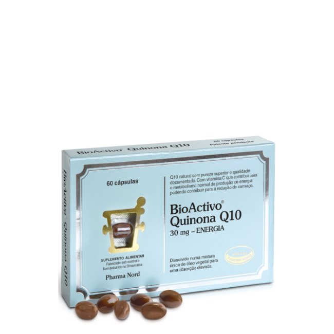 bioactivoquinonaq10-60 Box of Bioactivo Quinone Q10 by Bioactivo, a tablet supplement indicated for fighting fatigue and providing body energy.