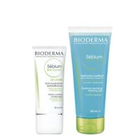 Box  of  Bioderma  Sebium  Mat  Control  Pack  by  Bioderma,  a  skincare  set  indicated  for  oily  and  acne-prone  skin.