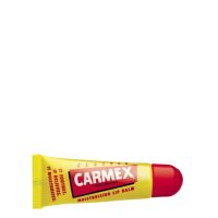 Tube  of  Carmex  Tube  Cream  by  Carmex,  a  lip  balm  indicated  for  nourishing  and  regenerating  dry  and  chapped  lips.