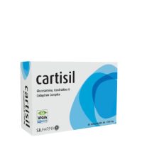 Box  of  Cartisil  Tablets  by  Cartisil,  a  tablet  supplement  indicated  for  reducing  discomfort  caused  by  osteoarthritis.