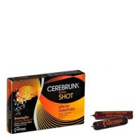 Box  of  Cerebrum  Forte  Shot  Ampoules  by  Cerebrum,  a  food  supplement  indicated  for  intellectual  recovery  and  energy  levels.