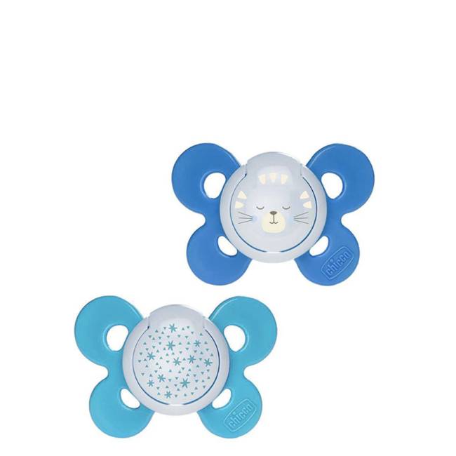chicco-pacifiers-physio-comfort-silicone-16-36m Product container of Chicco Physio Comfort Silicone Pacifier Boy 16-36m by Chicco, a silicone pacifier for facial muscles.