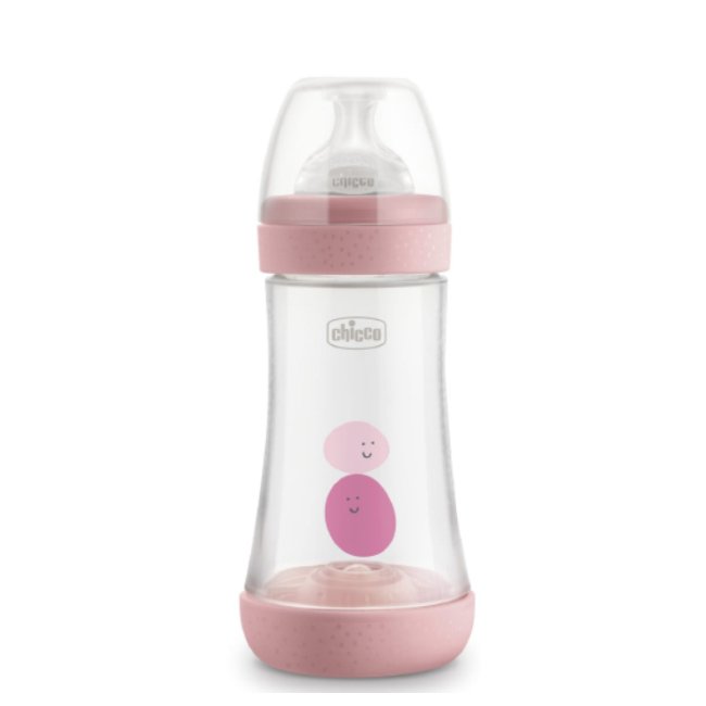 chicco-perfect5-rosa-240ml Chicco Biberão Perfect 5 Rosa Silicone Médio 240ml - Image 1