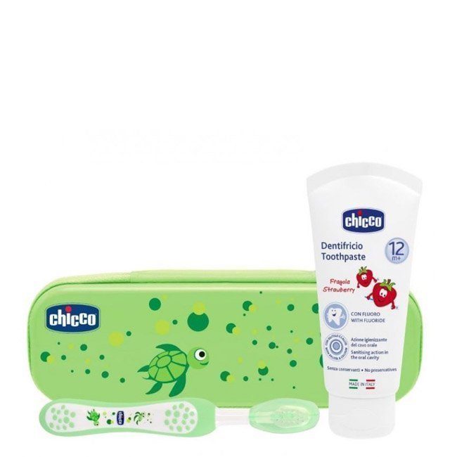 chiccopackhigieneoralverde Chicco Pack Estojo Higiene Oral Verde 12M+ 3unid