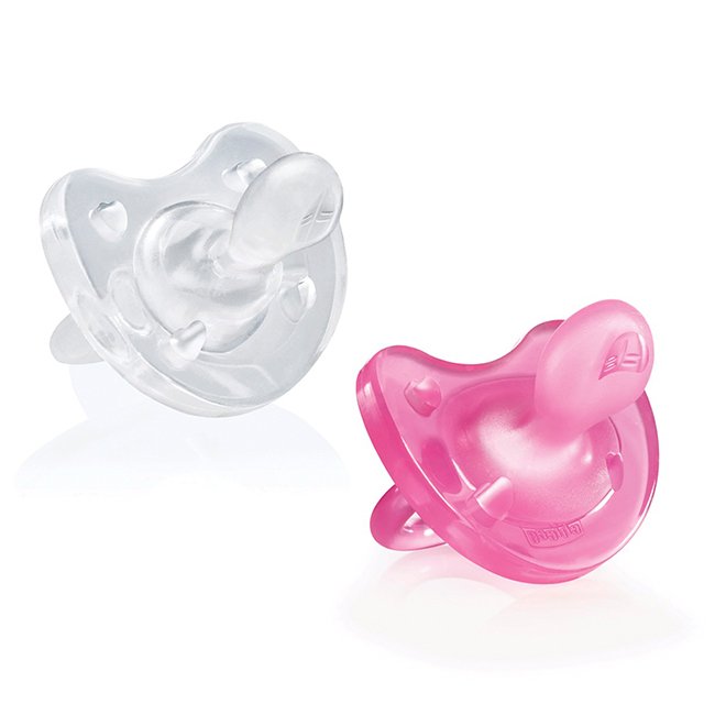 chupetarosabranco0-6 Chicco Physio Soft Chupeta Silicone 0-6M Rosa e Branca 2unid