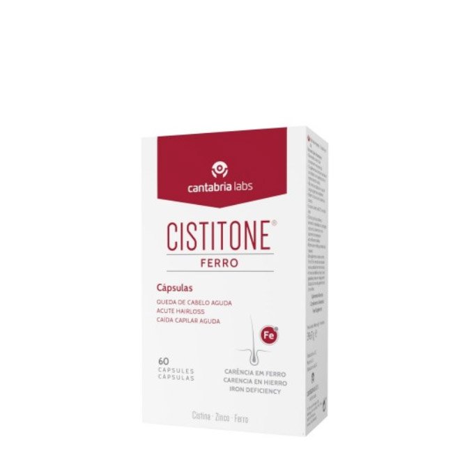 cistitoneferroantiqueda Box of Cistitone Iron Capsules by Cistitone, a dietary supplement indicated for hair loss related to iron deficiencies.
