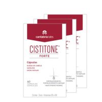 Box  of  Cistitone  Forte  Hair  and  Nails  Revitalizing  Capsules  by  Cistitone,  a  supplement  indicated  for  thinning  hair  and  fragile  nails.