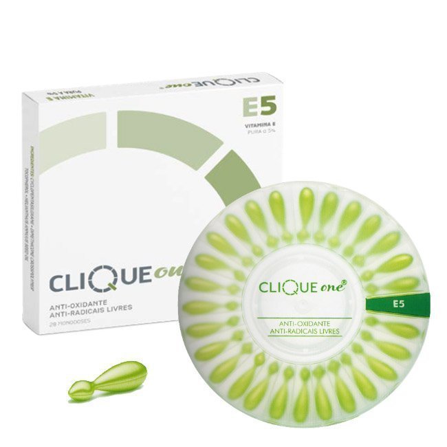 cliqueone-e5 Box of Clique One E5 by Clique One, a vitamin E treatment indicated for protecting skin from free radicals.